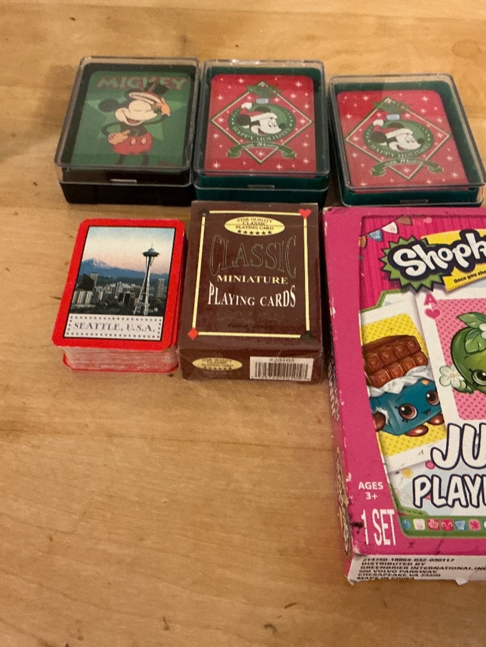 Collection of playing cards, Shopkins, Mickey Mouse, Classic mini